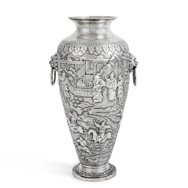 View full screen - View 1 of Lot 175. A Chinese Export Silver Vase, Wang Hing, Shanghai, Circa 1900.