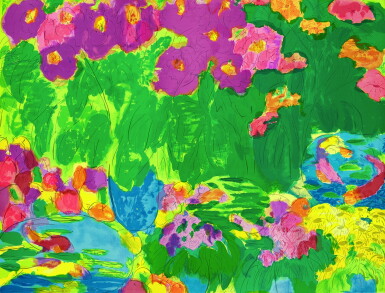 View full screen - View 1 of Lot 6202. Walasse Ting 丁雄泉 | Peaches and flowers 桃和鮮花.