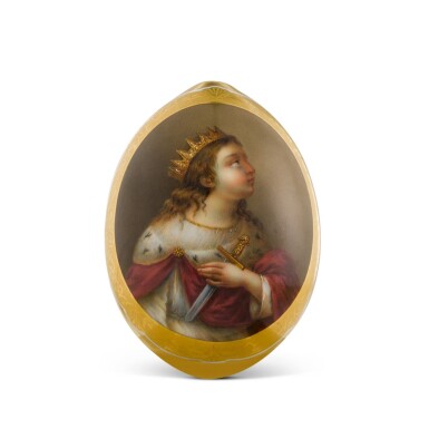 View full screen - View 1 of Lot 338. St Alexandra: a porcelain Easter egg, Imperial Porcelain Manufactory, St Petersburg, mid-19th century.