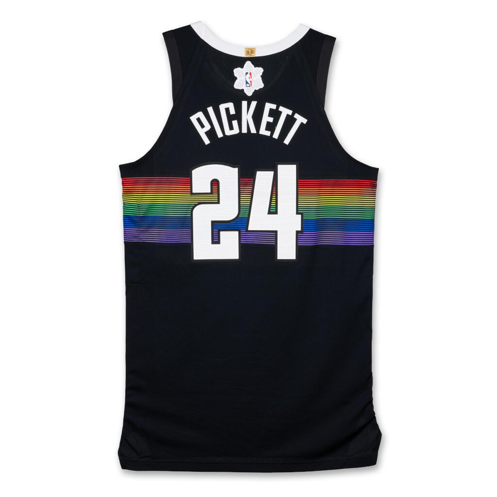 View full screen - View 1 of Lot 39. Jalen Pickett ‘Christmas Day’ Denver Nuggets 2025-2026 Game Issued City Edition Jersey.