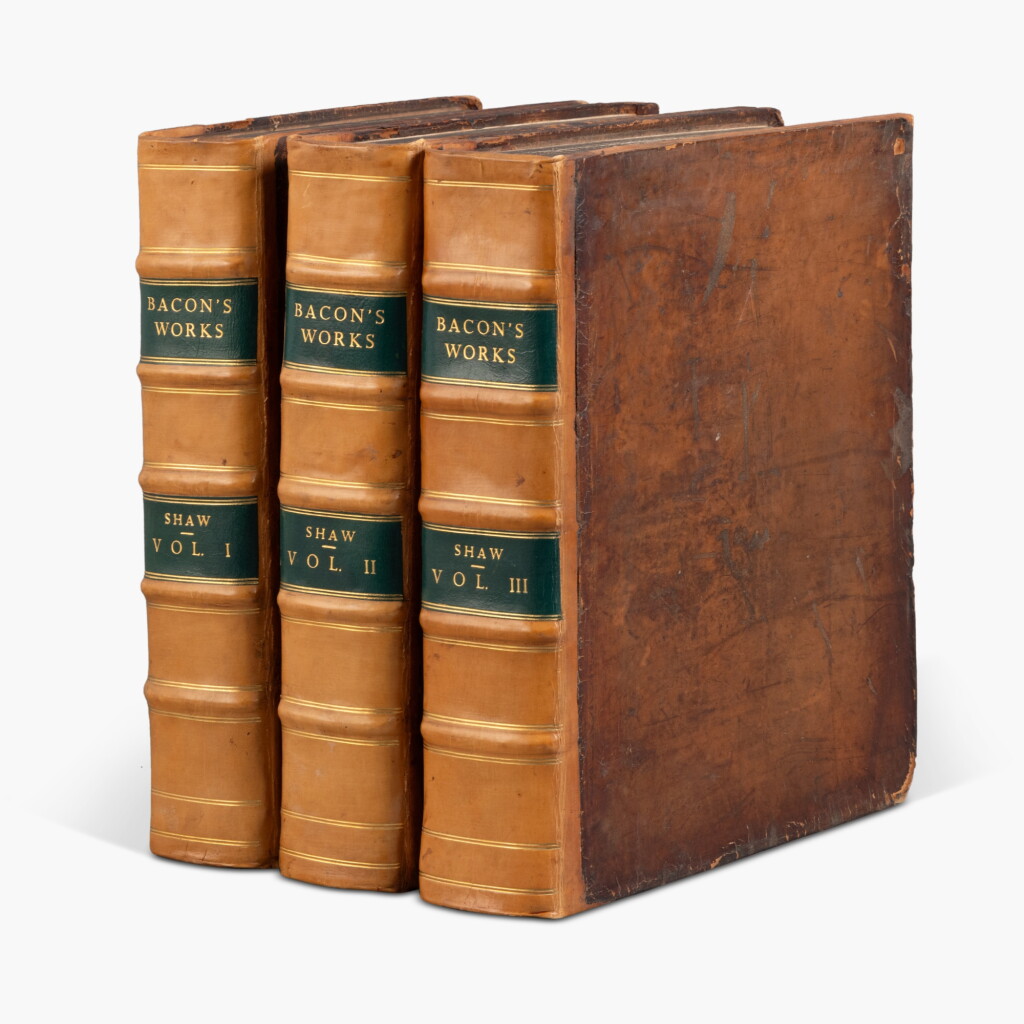 View full screen - View 1 of Lot 118. Bacon, Francis — Peter Shaw (trans.) | The philosophical works..., London, 1733, first collected edition in English.