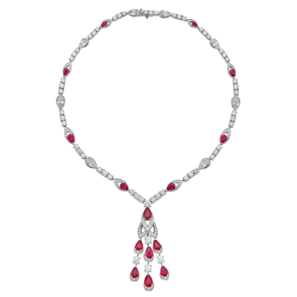 View full screen - View 1 of Lot 223. Ruby and Diamond 'Iris' Necklace.