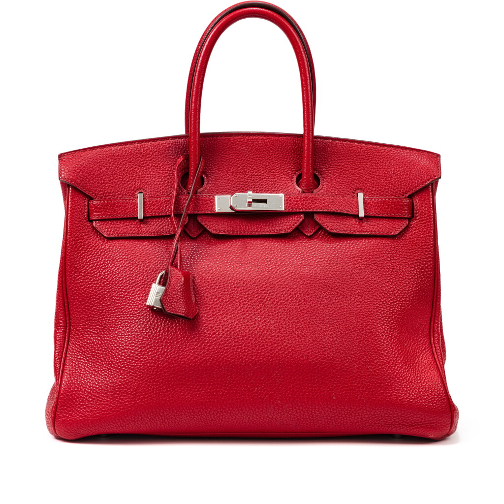 View full screen - View 1 of Lot 656. Rouge Garance Clémence Birkin 35 Palladium Hardware, 2008.