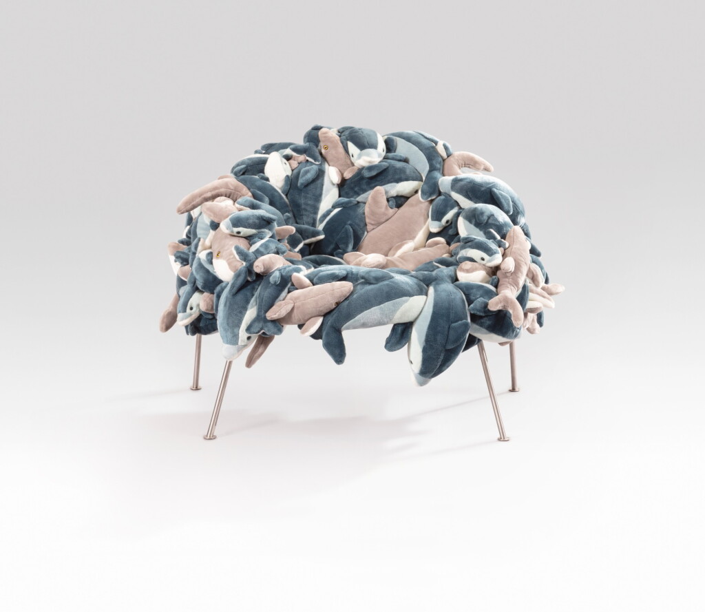 View full screen - View 1 of Lot 28. Chaise Dolphins and Sharks.
