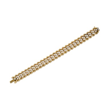 View full screen - View 1 of Lot 374. Gold and Diamond Bracelet.