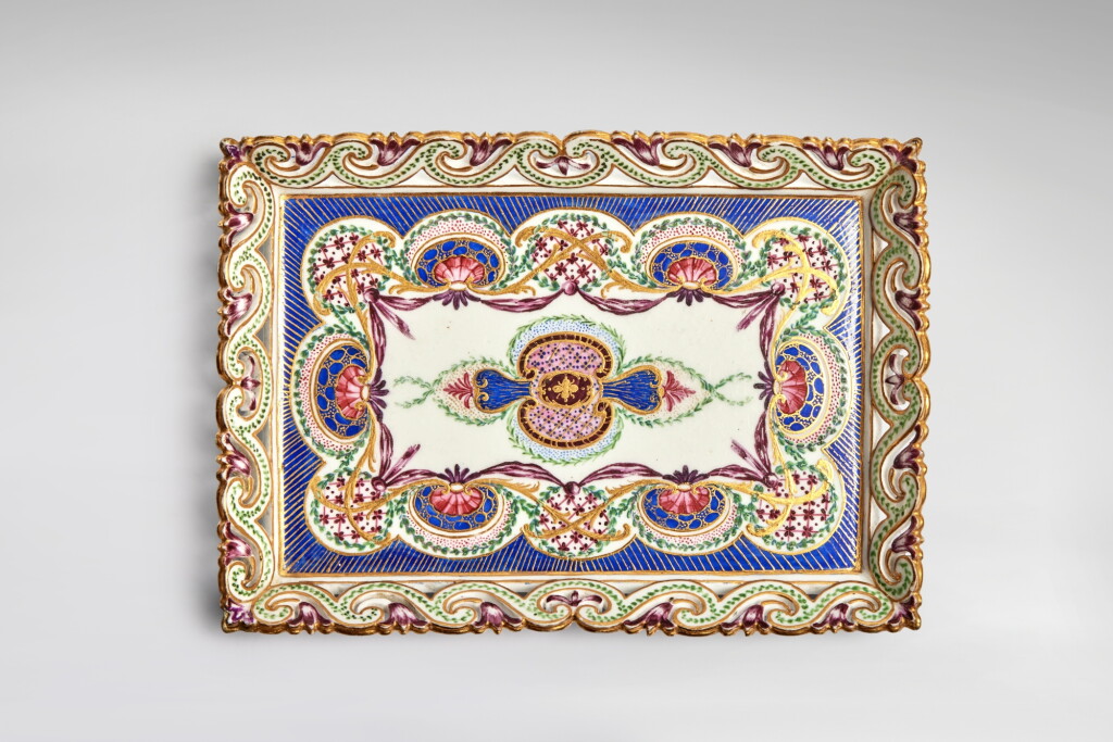 View full screen - View 1 of Lot 561. A Sèvres Porcelain Reticulated Rectangular Tray (Plateau 'tiroir à jour'), circa 1763.