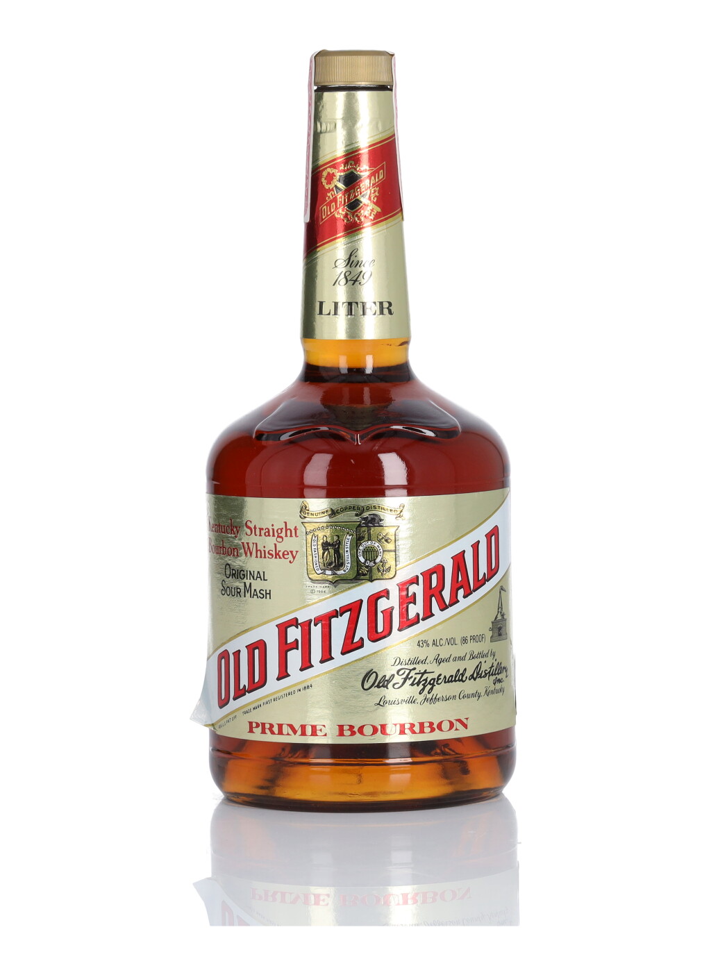 View full screen - View 1 of Lot 349. Old Fitzgerald Prime 86 Proof NV (1 Bottle Litre).