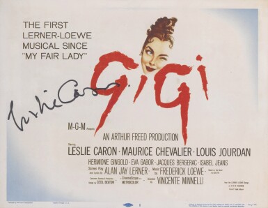 View full screen - View 1 of Lot 134. GIGI (1958) TITLE CARD, US, SIGNED BY LESLIE CARON.