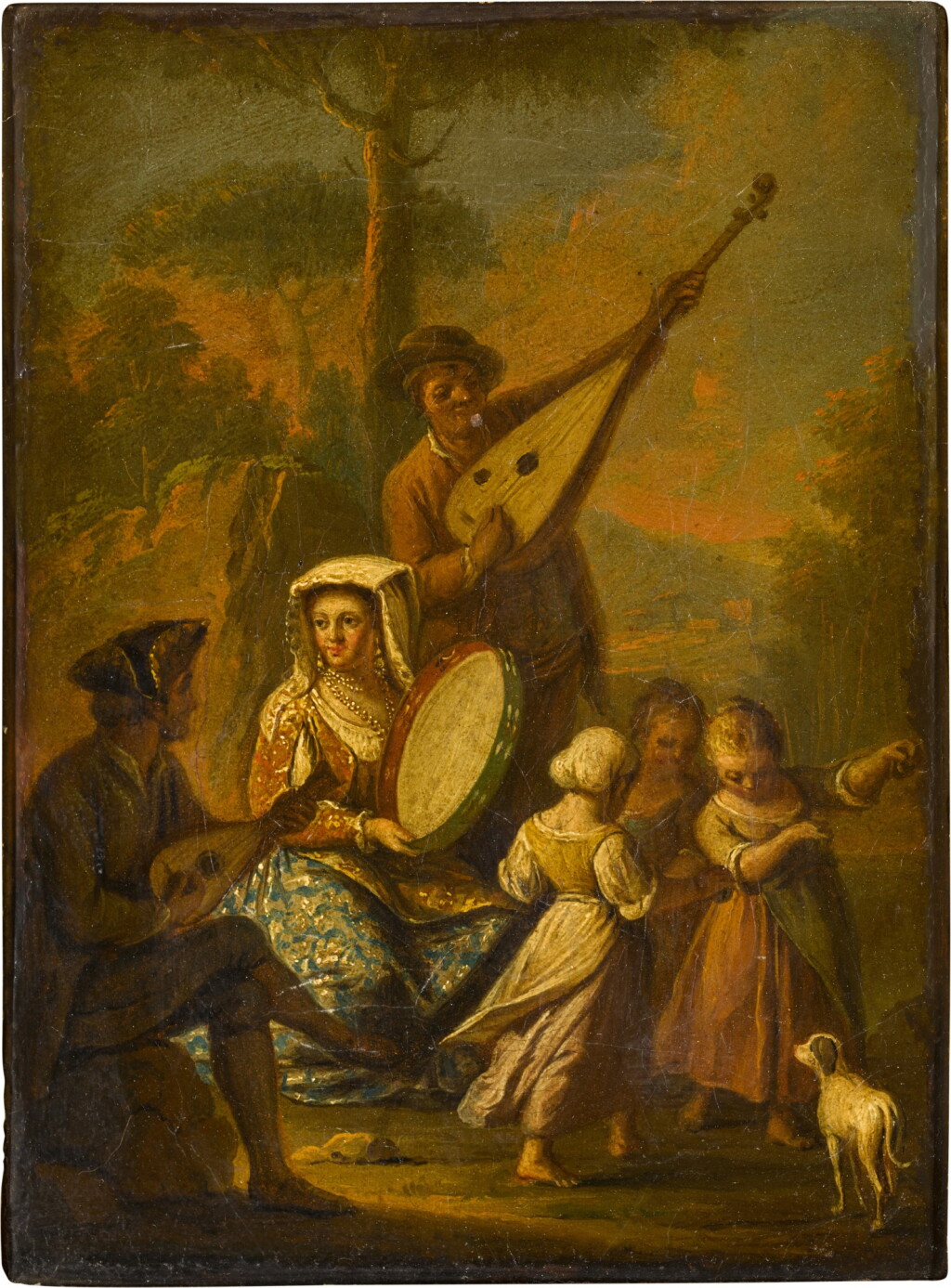 View full screen - View 1 of Lot 121. Figures dancing and playing music in the countryside.