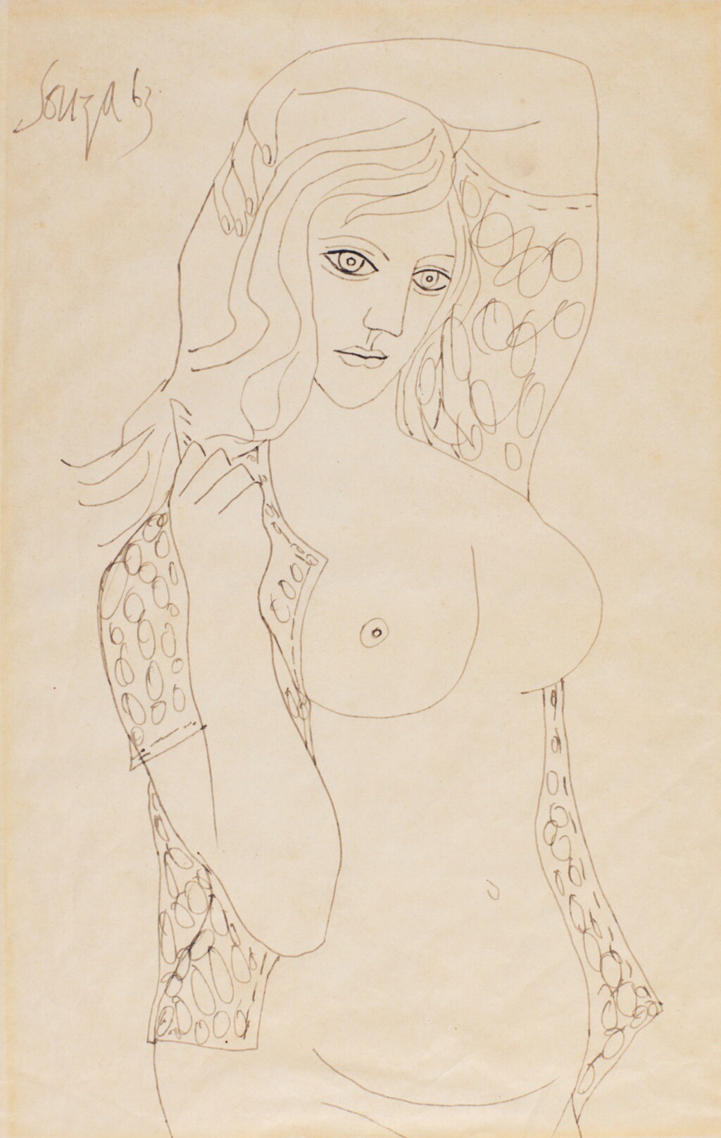 View full screen - View 1 of Lot 12. FRANCIS NEWTON SOUZA | UNTITLED (STANDING NUDE).