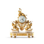 Pendule à la Bacchante en bronze doré et marbre blanc de la fin de l'époque Louis XVI, vers 1790, le cadran signé par Jean-Baptiste-Gabriel Dubuc, dit Dubuc le jeune
