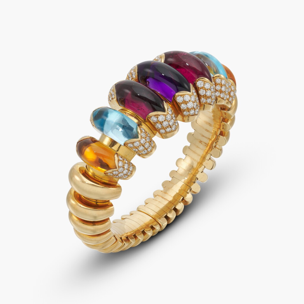 View full screen - View 1 of Lot 577. Gem-Set and Diamond ‘Celtaura’ Bangle.