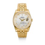 ROLEX | DATEJUST, REFERENCE 116238, A YELLOW GOLD AND DIAMOND-SET WRISTWATCH WITH DATE, MOTHER-OF-PEARL DIAL AND BRACELET, CIRCA 2018