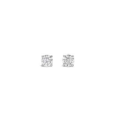 View full screen - View 1 of Lot 12. PAIR OF DIAMOND STUDS, EACH WEIGHING 0.40 CARAT.