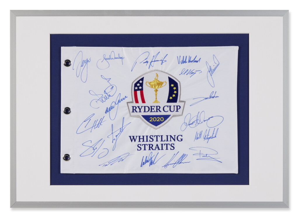 View full screen - View 1 of Lot 47. 2021 Ryder Cup Flag | Signed by European Team including Rory McIlroy and Ian Poulter and Others.