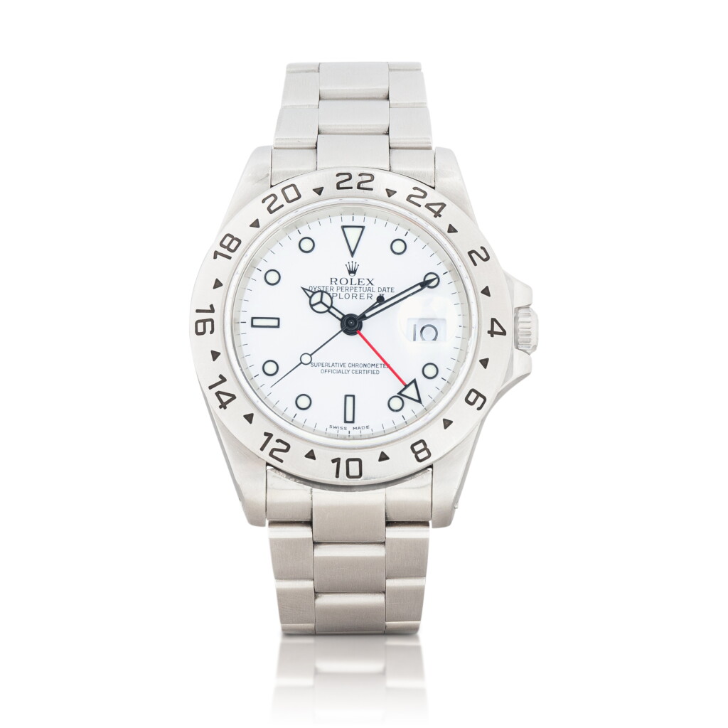 View full screen - View 1 of Lot 1011. Explorer II, Ref. 16570 Montre bracelet en acier avec indication 24 heures, date et bracelet | Stainless steel wristwatch with 24 hour indication, date and bracelet Vers 2000 | Circa 2000.