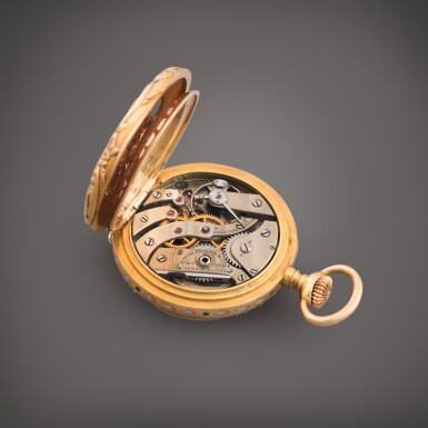View full screen - View 1 of Lot 532. A yellow gold, enamel, and diamond-set open faced lapel watch, Circa 1900.
