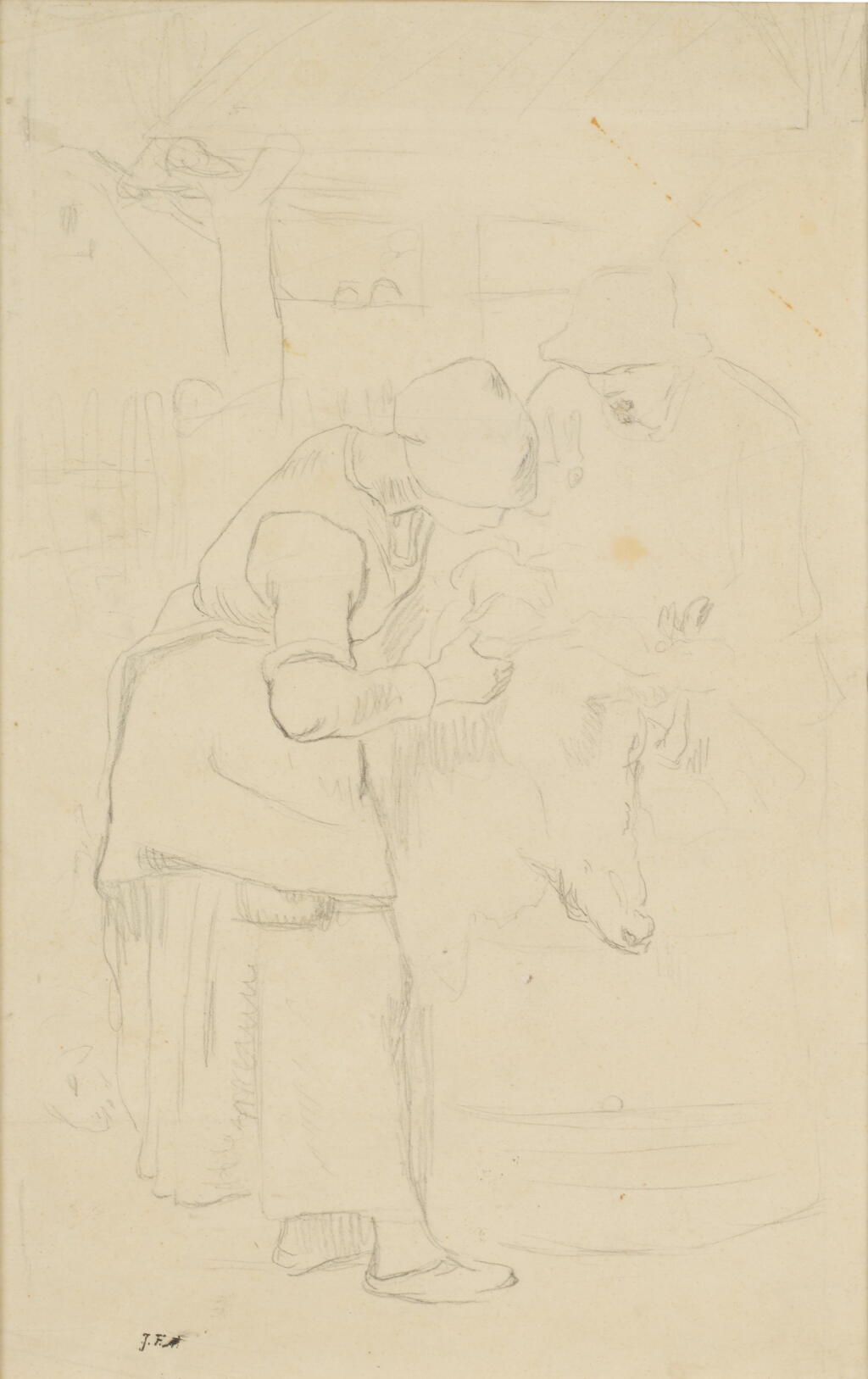View full screen - View 1 of Lot 415. Sheep Shearers (A Study).