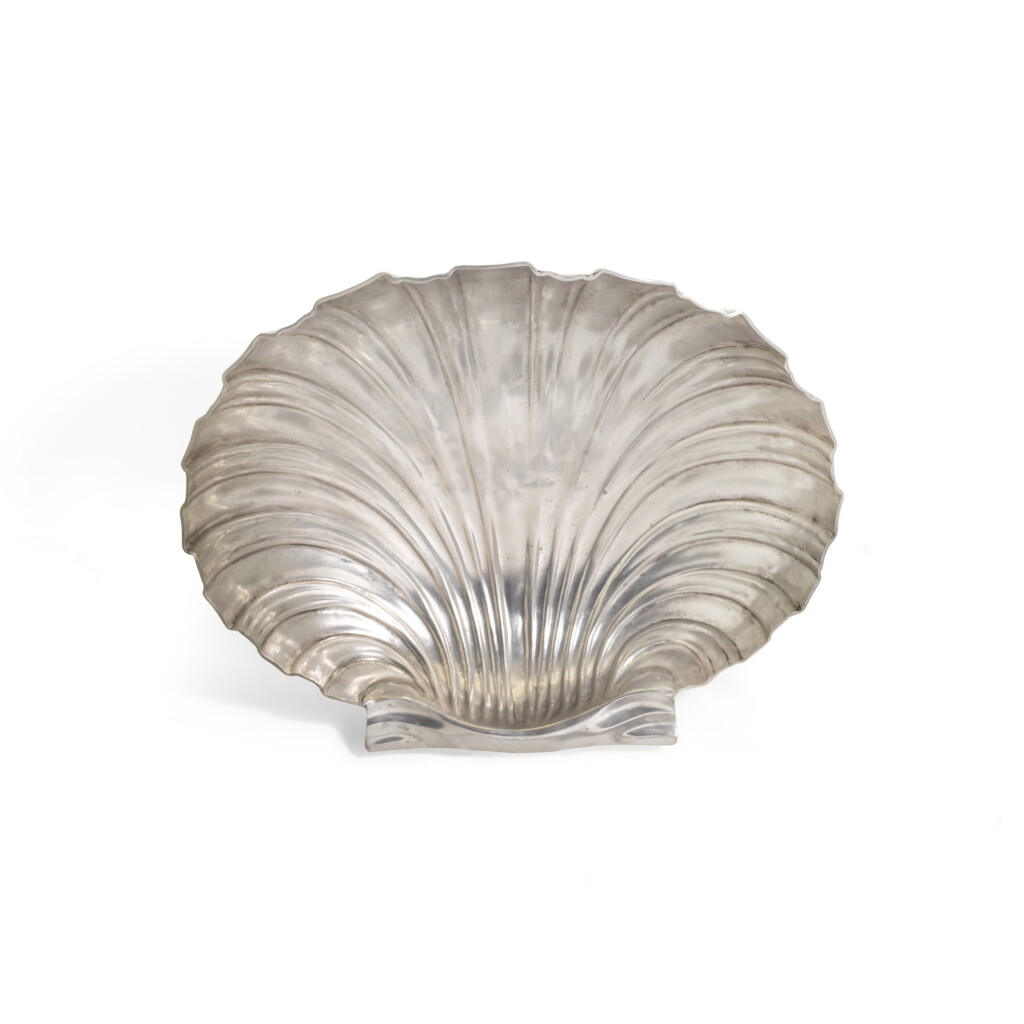 View full screen - View 1 of Lot 61. A large pewter shell-form centerpiece bowl, probably Italian, modern.