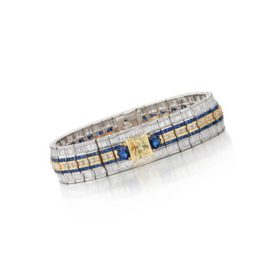 View full screen - View 1 of Lot 633. Diamond and Sapphire Bracelet | 鑽石 配 藍寶石 手鏈.
