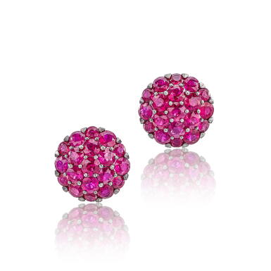 View full screen - View 1 of Lot 1857. Pair of Ruby and Diamond Earrings | 格拉夫 | 紅寶石 配 鑽石 耳環一對.
