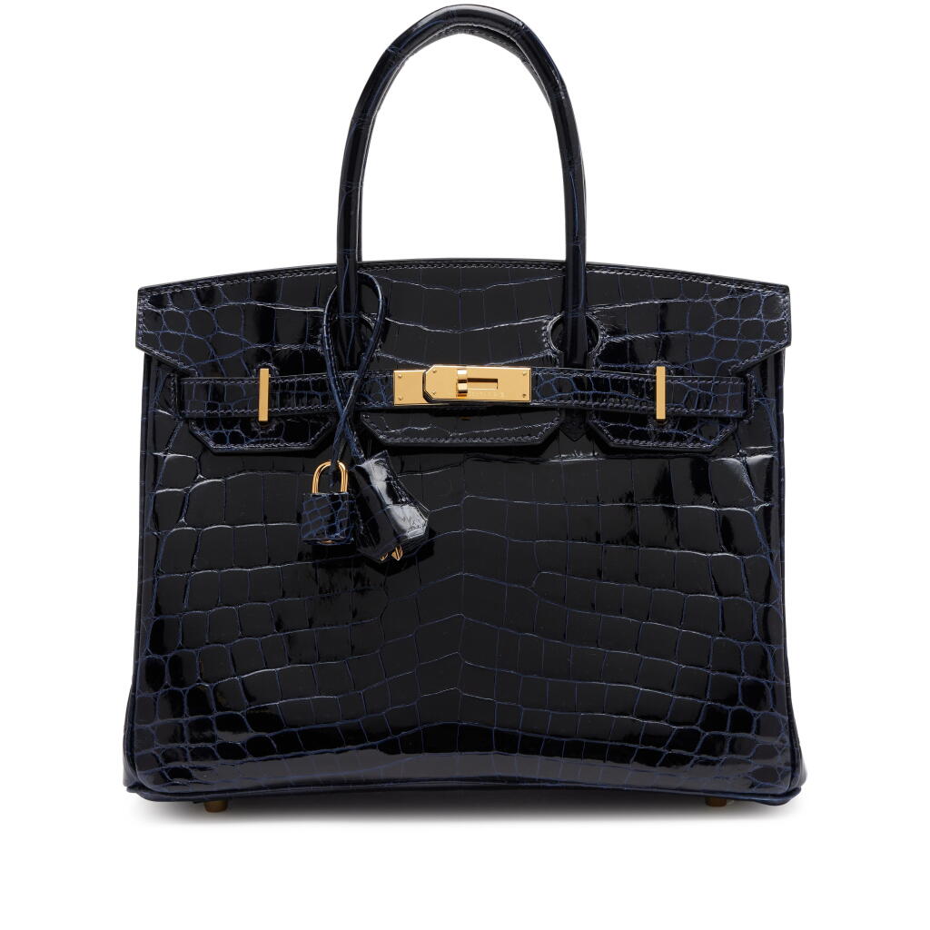 View full screen - View 1 of Lot 133. Bleu Marine Shiny Niloticus Crocodile Birkin 30 Gold Hardware, 2021.