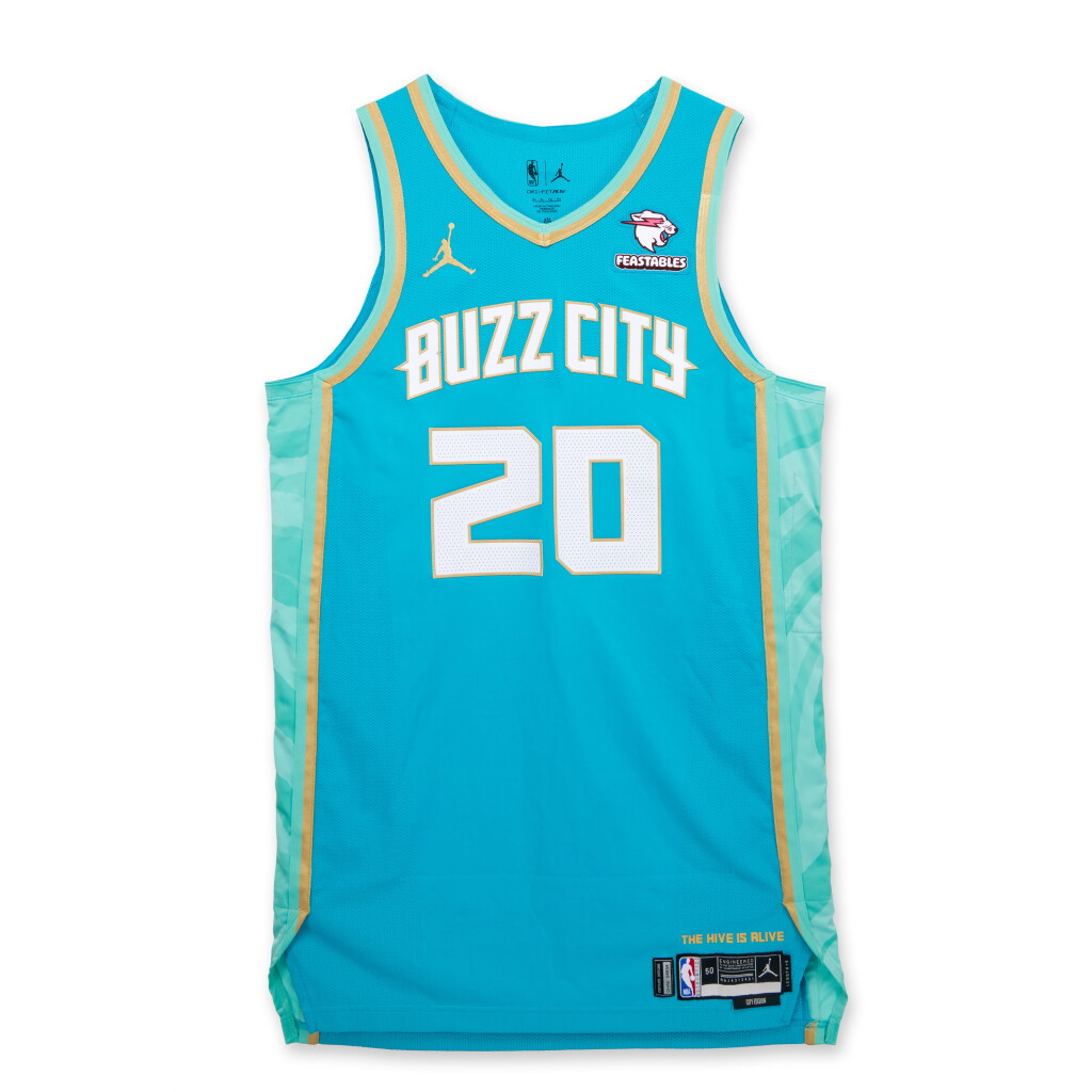 View full screen - View 1 of Lot 81. Gordon Hayward Charlotte Hornets 2023-2024 In-Season Tournament Game Worn City Edition Jersey.