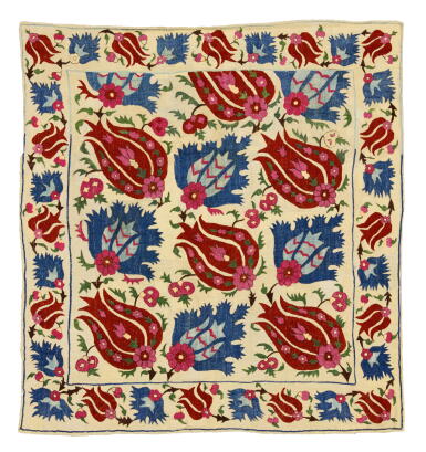 View full screen - View 1 of Lot 581. An Ottoman embroidered bohça, Turkey, 17th century.