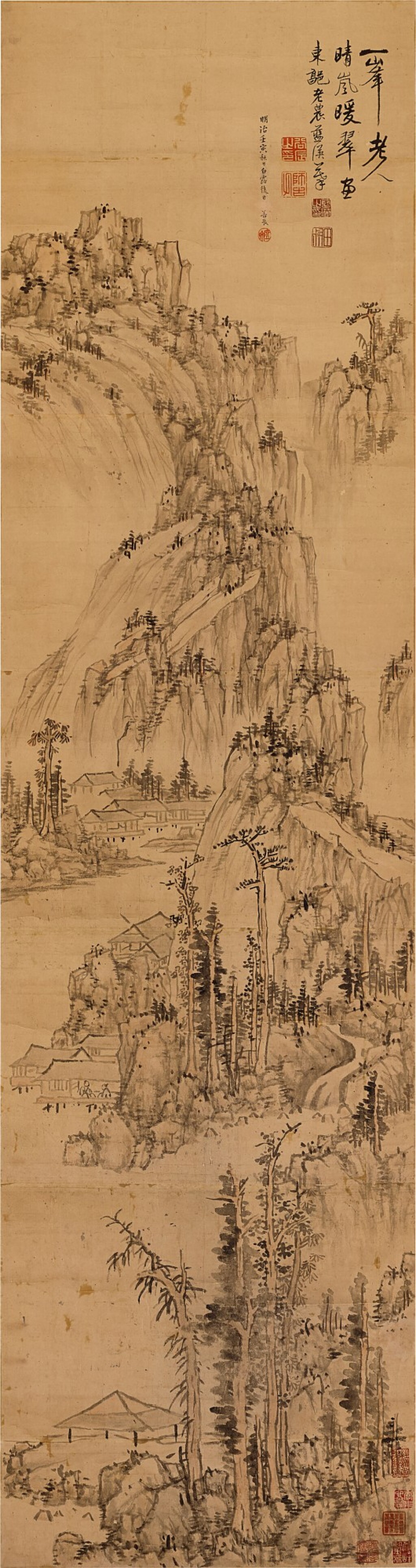 View full screen - View 1 of Lot 895. Attributed to Lan Ying 藍瑛(款) | Landscape 晴嵐暖翠圖 .