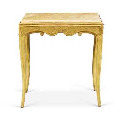 View full screen - View 1 of Lot 17. A Small Louis XV Carved Giltwood Rectangular Table en Cabaret, Circa 1740.