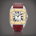 Santos 100, Reference 2878 | A yellow gold and stainless steel wristwatch, Circa 2006 | 卡地亞 | Santos 100 型號2878 | 黃金及精鋼腕錶,約2006年製