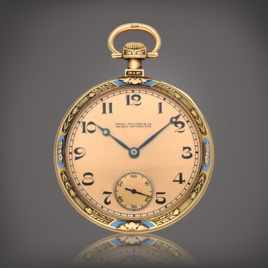 View full screen - View 1 of Lot 281. Retailed by Spaulding & Co: A yellow gold open faced keyless watch | Circa 1910.