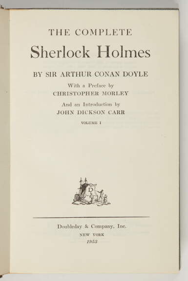 View full screen - View 1 of Lot 146. Conan Doyle, The Complete Sherlock Holmes, 1953, signed.