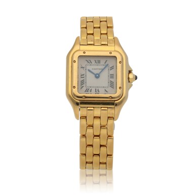 View full screen - View 1 of Lot 7. Panthere, Ref. 1070 2 Yellow gold wristwatch with bracelet Circa 2000.