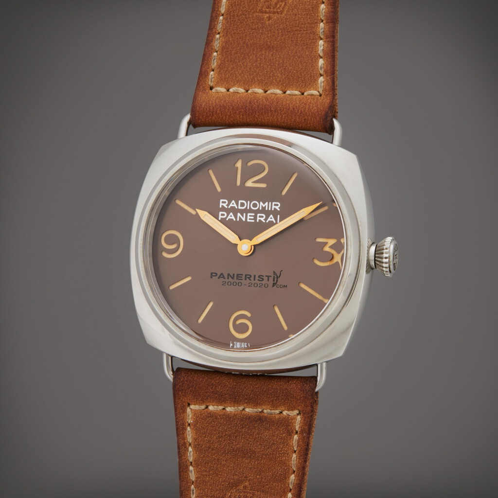 View full screen - View 1 of Lot 17. Reference PAM02020 Radiomir Venti 'Watch No. 1' | A limited edition stainless steel wristwatch, Made for the 20th Anniversary of Paneristi.com, Circa 2020 | The Hammer Collection.