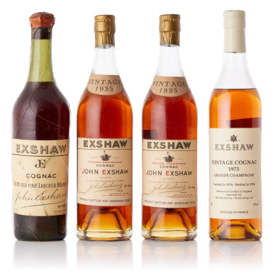 View full screen - View 1 of Lot 6762. Exshaw Very Old Fine Liqueur & Vintage Cognac Mixed Lot (4 BT70).