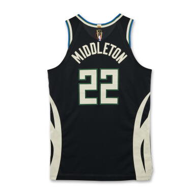 View full screen - View 1 of Lot 27. Khris Middleton Milwaukee Bucks 2024-2025 Emirates NBA Cup Semifinals Game Worn Statement Edition Jersey .