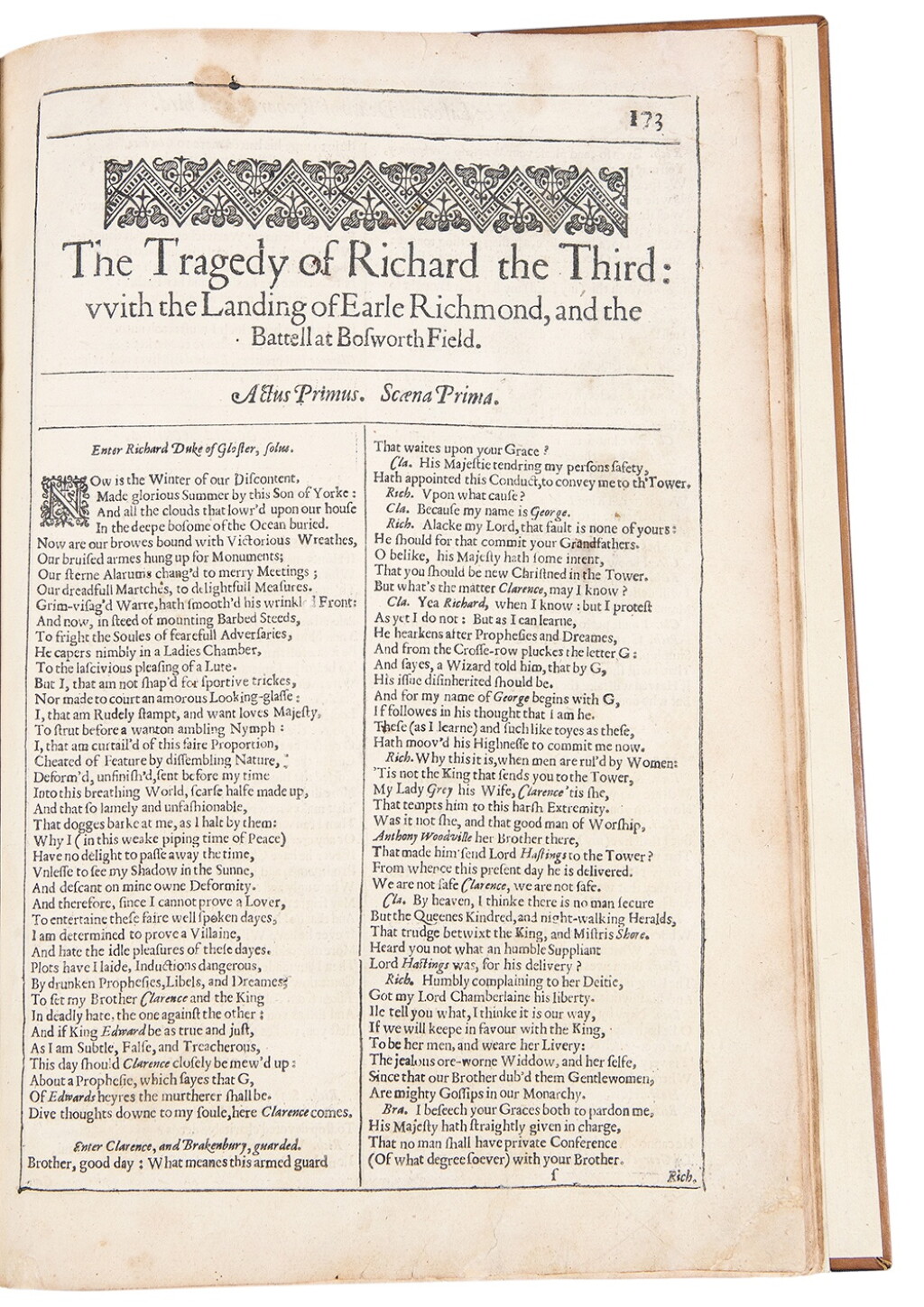 View full screen - View 1 of Lot 1149. Shakespeare, William | The Tragedy of Richard the Third. From Shakespeare's Second Folio.
