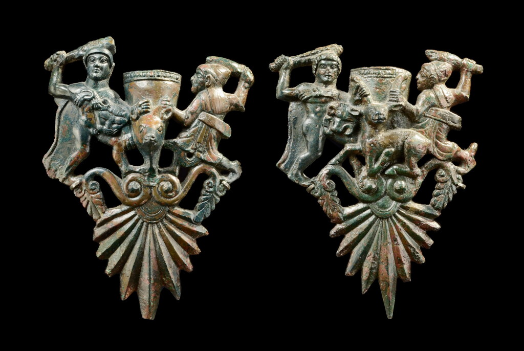 View full screen - View 1 of Lot 68. A Pair of Etruscan Bronze Attachments, circa early 5th Century B.C..