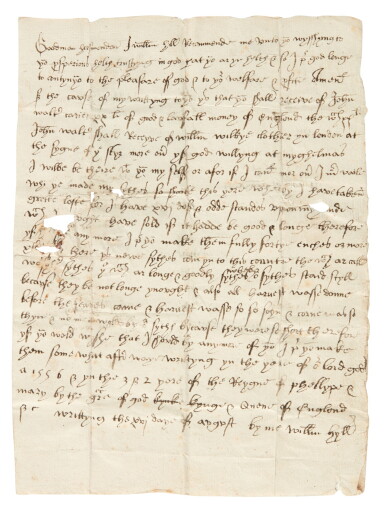 View full screen - View 1 of Lot 274. Miniature letter | Thought to be the smallest known letter from 16th century England.
