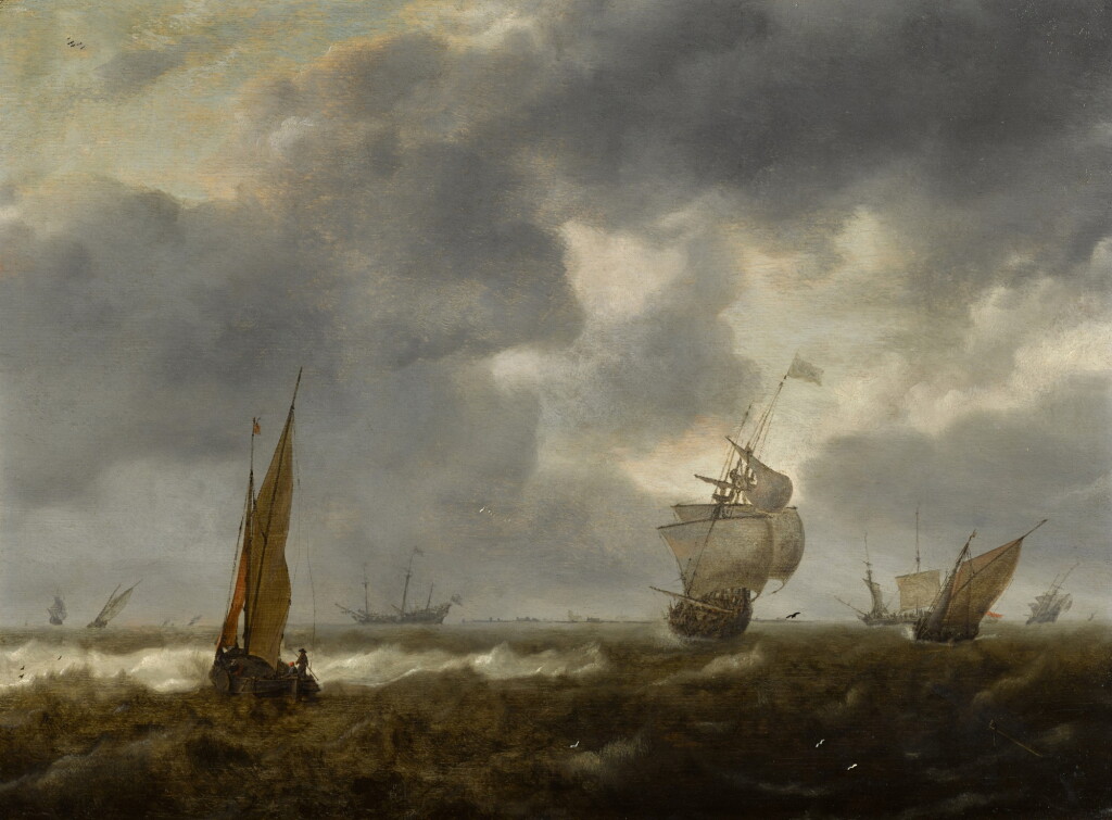 View full screen - View 1 of Lot 128. Shipping in a choppy sea.