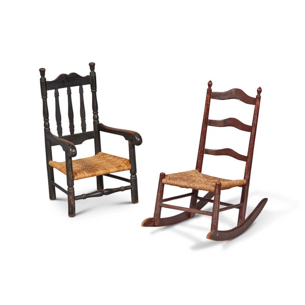 View full screen - View 1 of Lot 355. Two American Child's Chairs, 18th Century.