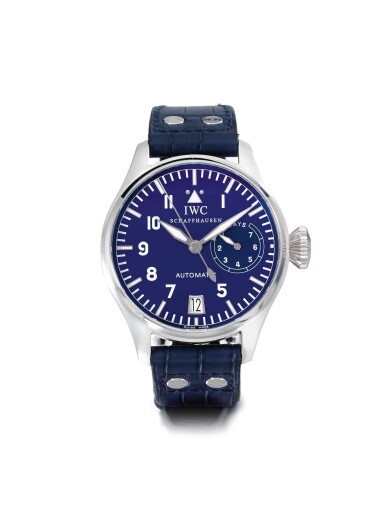 View full screen - View 1 of Lot 70. IWC | REFERENCE IW5002-02 BIG PILOT 'PLATINUM BLUE' A LIMITED EDITION PLATINUM AUTOMATIC CENTER SECONDS WRISTWATCH WITH DATE AND 7-DAY POWER RESERVE INDICATION, CIRCA 2003.