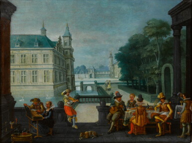 View full screen - View 1 of Lot 471. A Palace Courtyard with an Elegant Company .