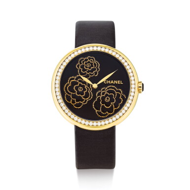 View full screen - View 1 of Lot 2139. CHANEL | MADEMOISELLE PRIVÉ, REFERENCE H3567 A YELLOW GOLD AND DIAMOND-SET WRISTWATCH, CIRCA 2018 " | 香奈兒 | Mademoiselle Privé 型號H3567 黃金鑲鑽石腕錶,錶殼編號12703,約2018年製".