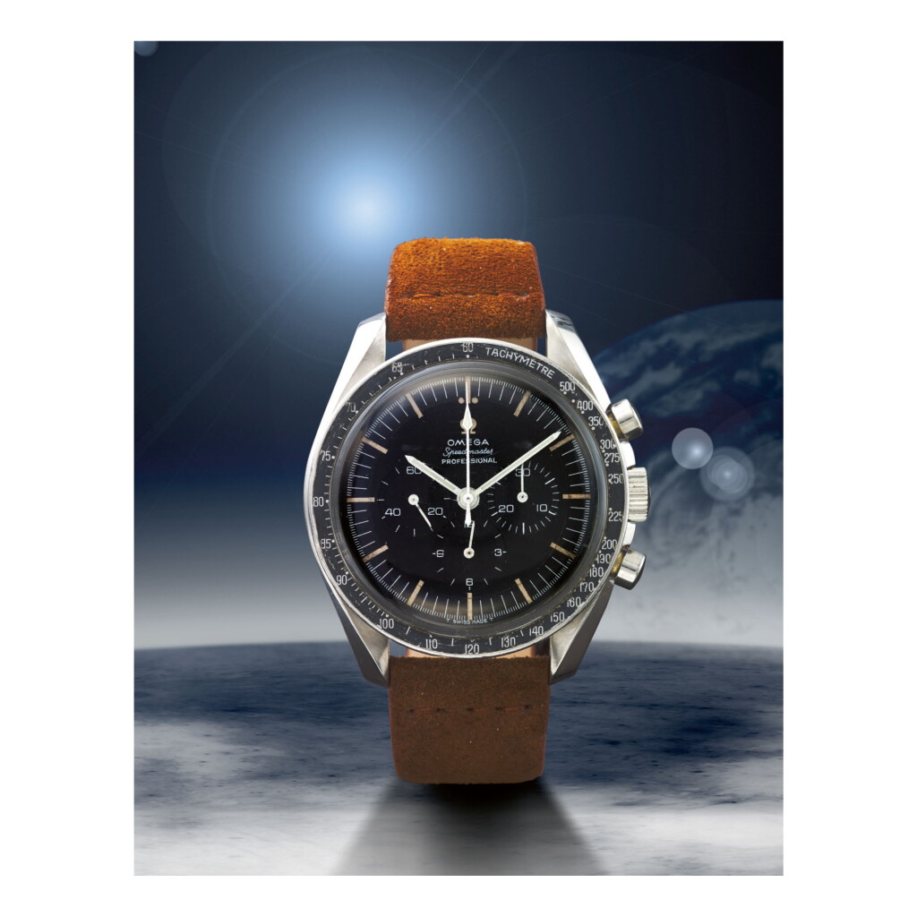 View full screen - View 1 of Lot 36. OMEGA | SPEEDMASTER REF 105.012-64 'TRITIUM', A STAINLESS STEEL CHRONOGRAPH WRISTWATCH, MADE IN 1965.