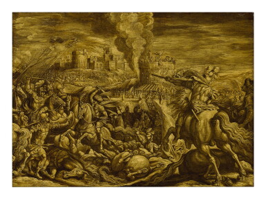 View full screen - View 1 of Lot 513. ATTRIBUTED TO ANTONIO TEMPESTA | A CAVALRY BATTLE BEFORE THE WALLS OF A CITY .