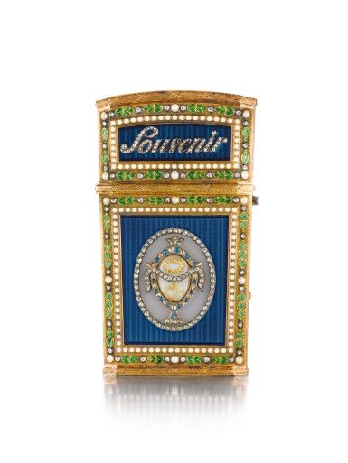 View full screen - View 1 of Lot 86. A JEWELLED GOLD AND ENAMEL SOUVENIR D'AMITIÉ, PROBABLY FRENCH, LATE 19TH CENTURY.