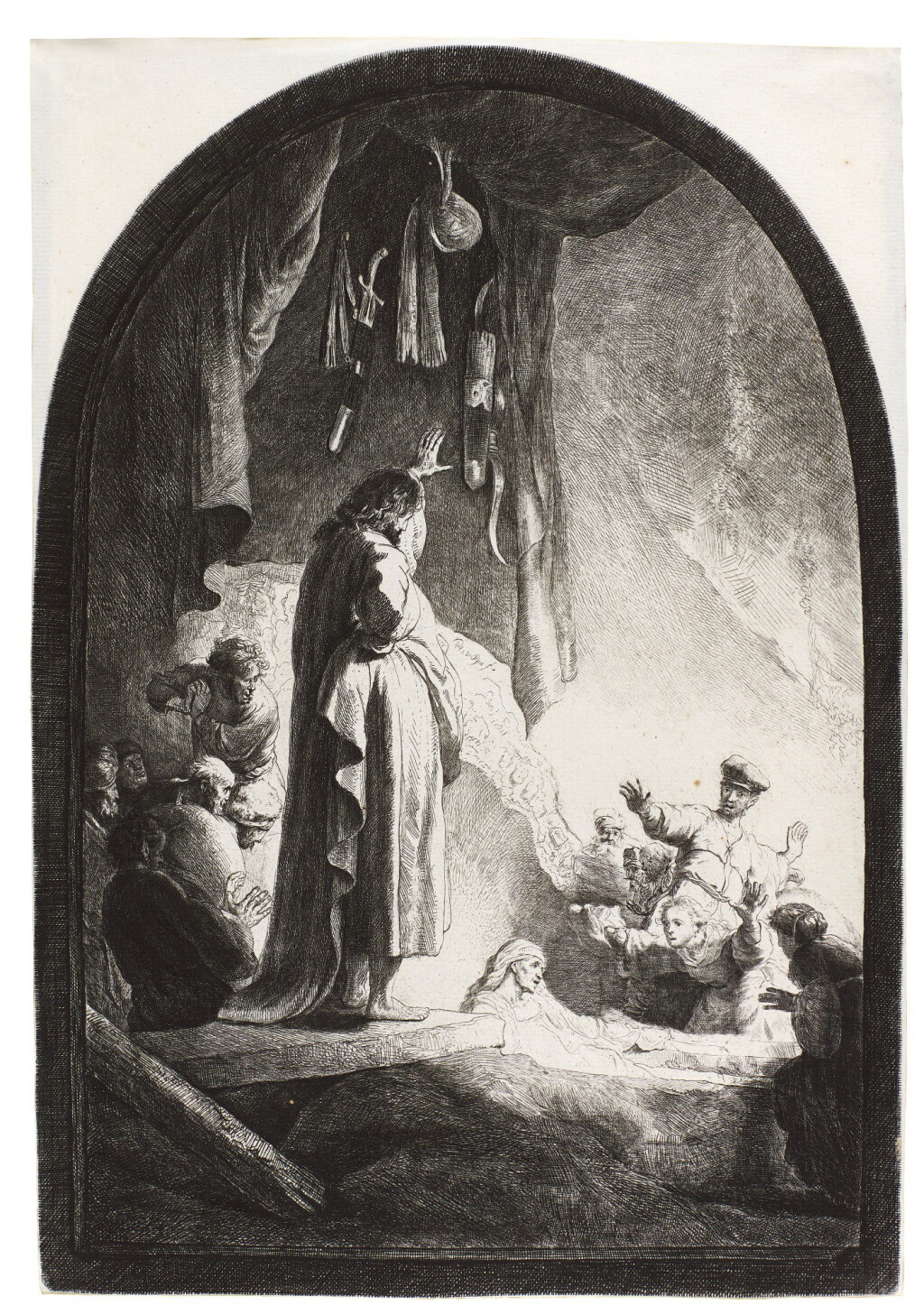 View full screen - View 1 of Lot 43. REMBRANDT HARMENSZ. VAN RIJN | THE RAISING OF LAZARUS: THE LARGER PLATE (B., HOLL. 73; NEW HOLL. 113; H. 96).