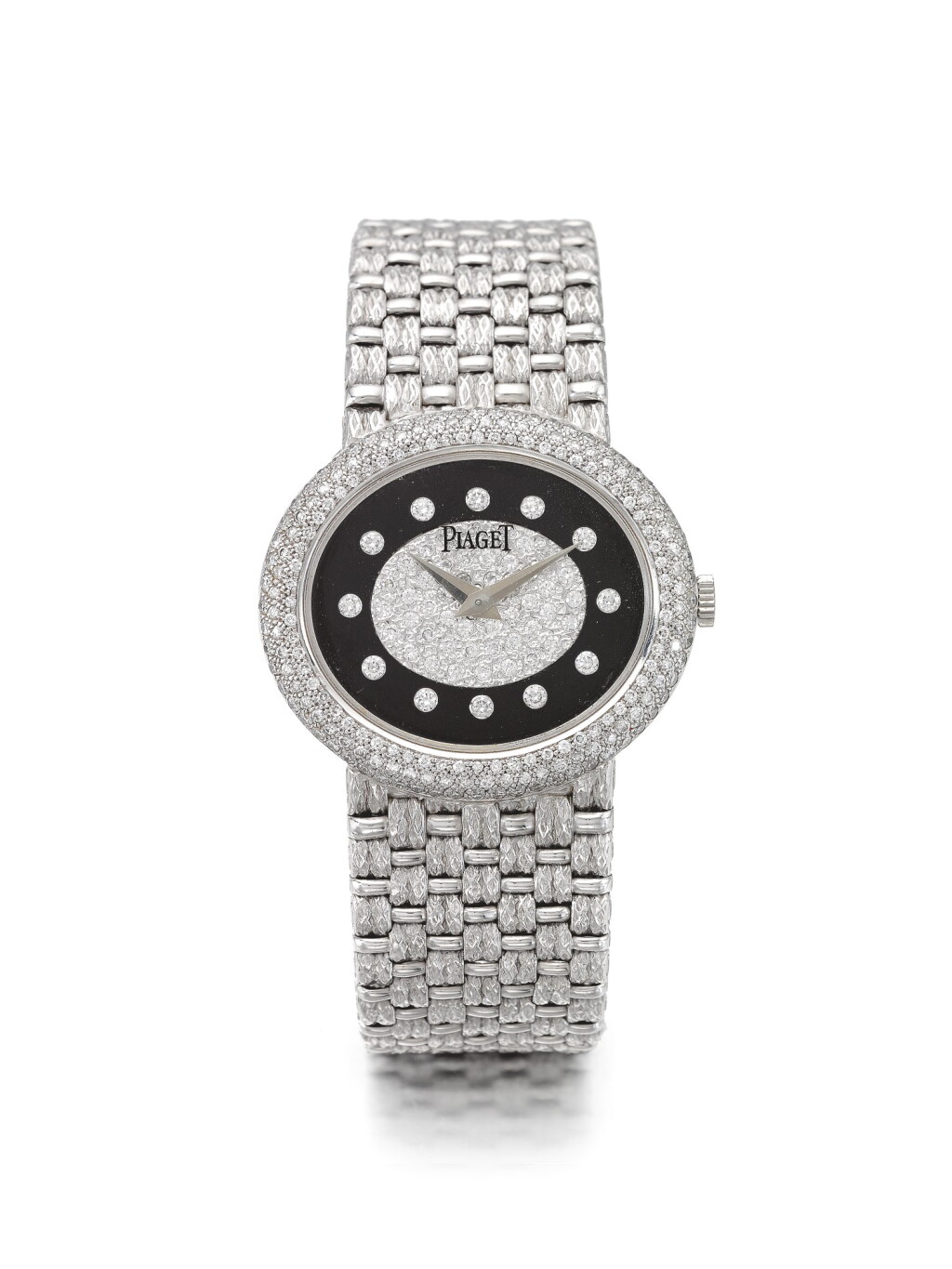View full screen - View 1 of Lot 54. PIAGET | REF 98125 D 23, A WHITE GOLD AND DIAMOND SET BRACELET WATCH CIRCA 1990.